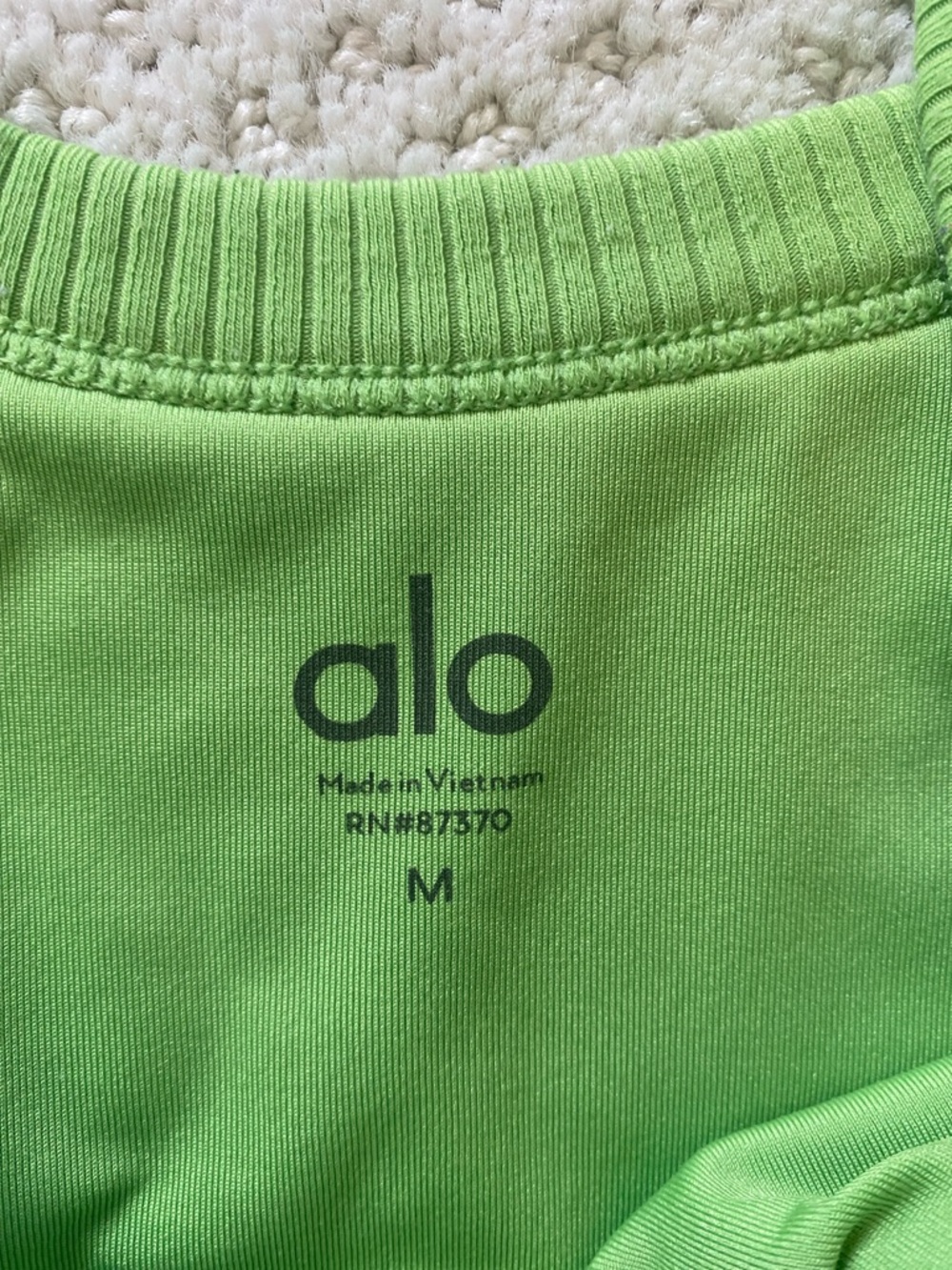 Alo Ribbed Lime Green Crop Tank Top, size medium - Picture 6 of 9